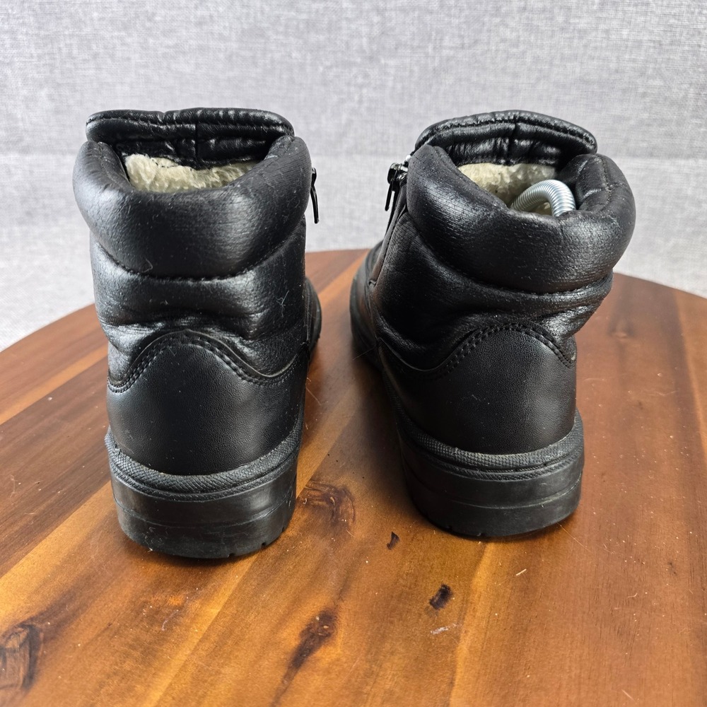 Womens Black PVC Upper Winter Boots Zip Up Ankle Booties Shoes size 8 - Picture 11 of 14
